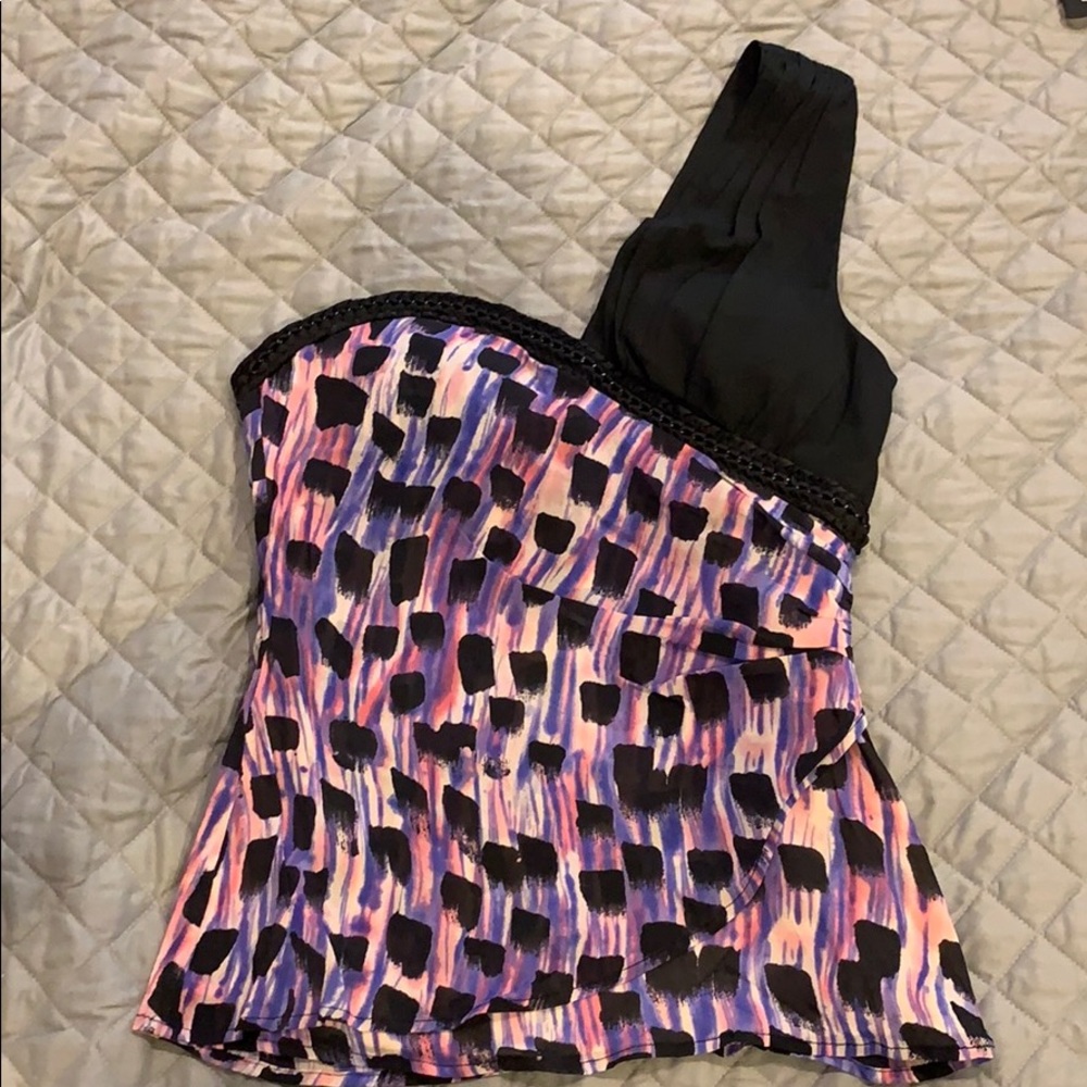 Bebe Sexy One Shoulder Chiffon Top